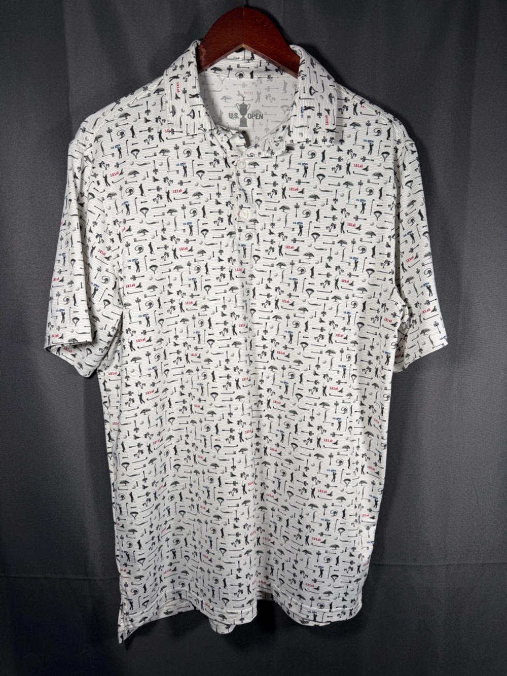 121st US Open Golf Torrey Pines All Over Print Polo Rugby Shirt Mens Med White